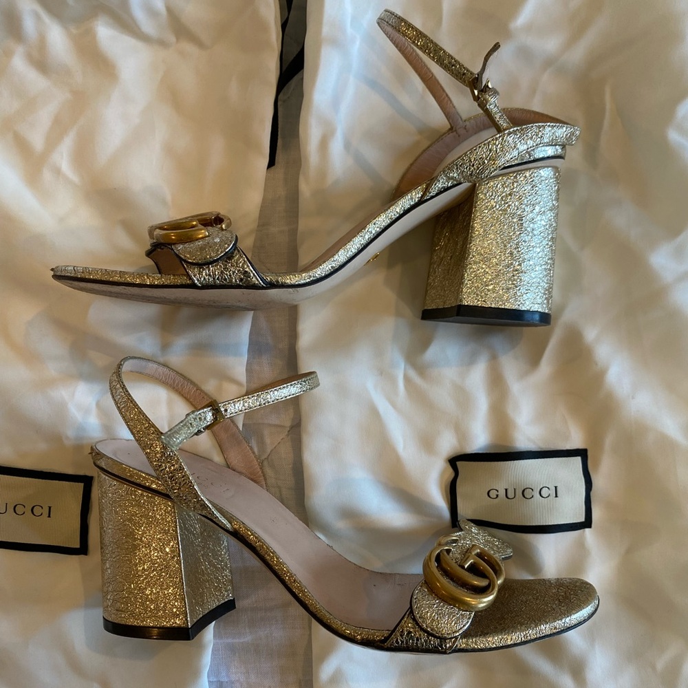 gucci mid-heel sandal with double g.